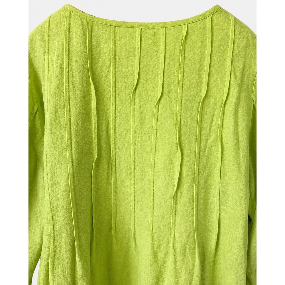 Soft Surroundings Tunic Women XL Lime Green Excellent Pintuck Cotton 24014 - Picture 8 of 13
